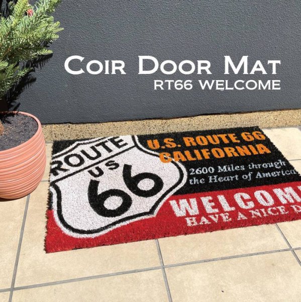 画像1: 【玄関マット】Coir mat コイヤーマット［RT66 WELCOME］＜アメリカン雑貨＞ (1)